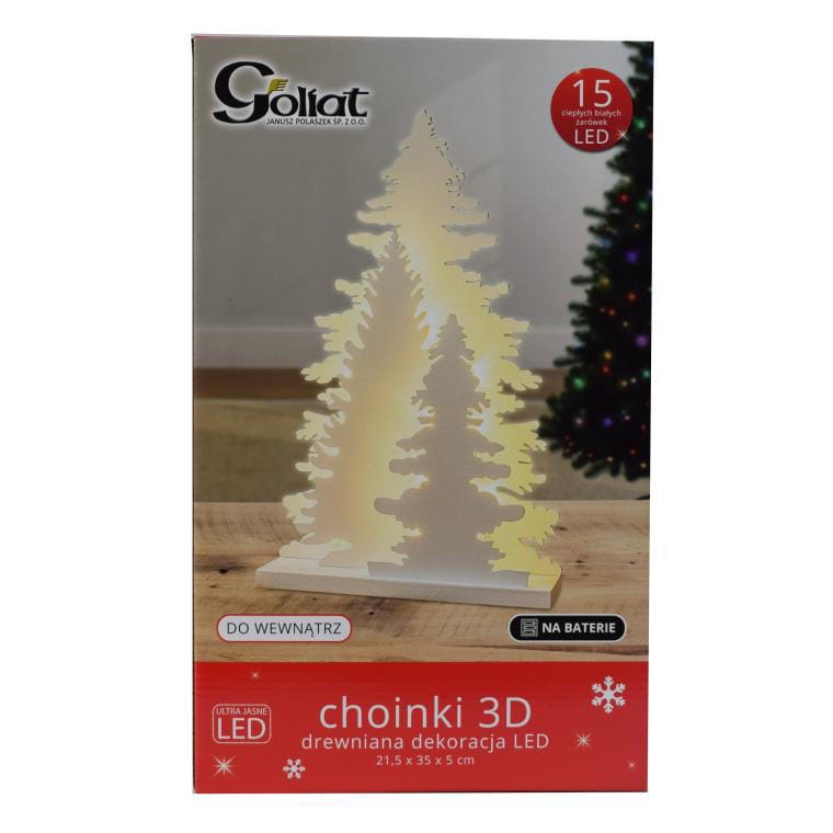 3D Wooden Christmas Tree with LED, Battery Powered