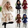 Lapel Small Fragrant Wind Fur Splicing Jacket Women's Winter Warm Ruffle Edge Hooded
