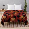 Halloween Flannel Throw Blanket Cute Pumpkin Ghost Bat King Queen Full Size Lightweight Super Soft Warm For Sofa Couch Bed Decor