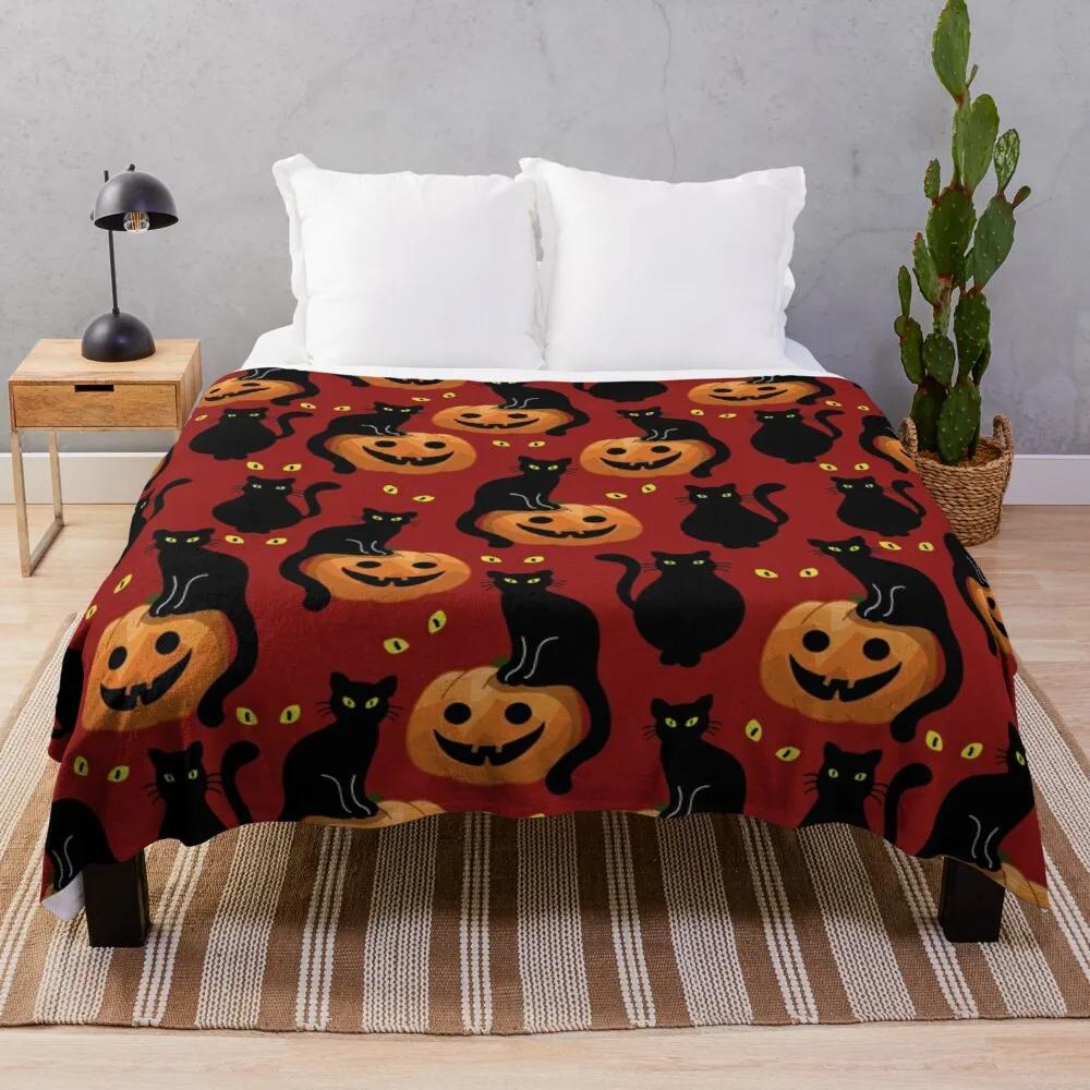 Halloween Flannel Throw Blanket Cute Pumpkin Ghost Bat King Queen Full Size Lightweight Super Soft Warm For Sofa Couch Bed Decor