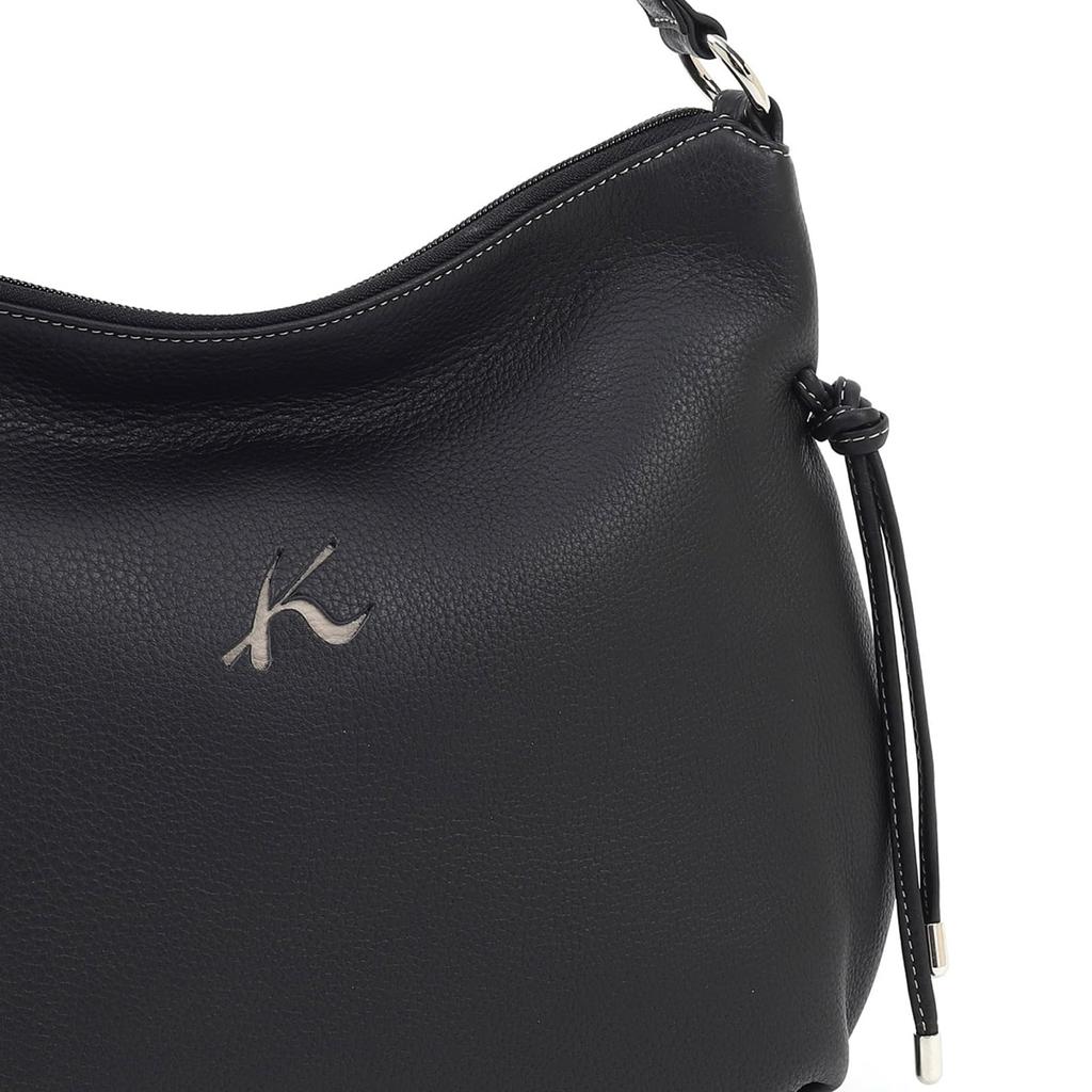 Сумка из усадочного материала, на котором царапины менее заметны, бежевая строчка 15521 [Kitamura] 2-way Y-1328 Женская Черный/Песочный [Черный]