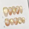 30 наклеек для ногтей формы миндаль с эффектом «Кошачий глаз», золотой фольгой, цветными цветочными узорами и градиентными золотыми акцентами