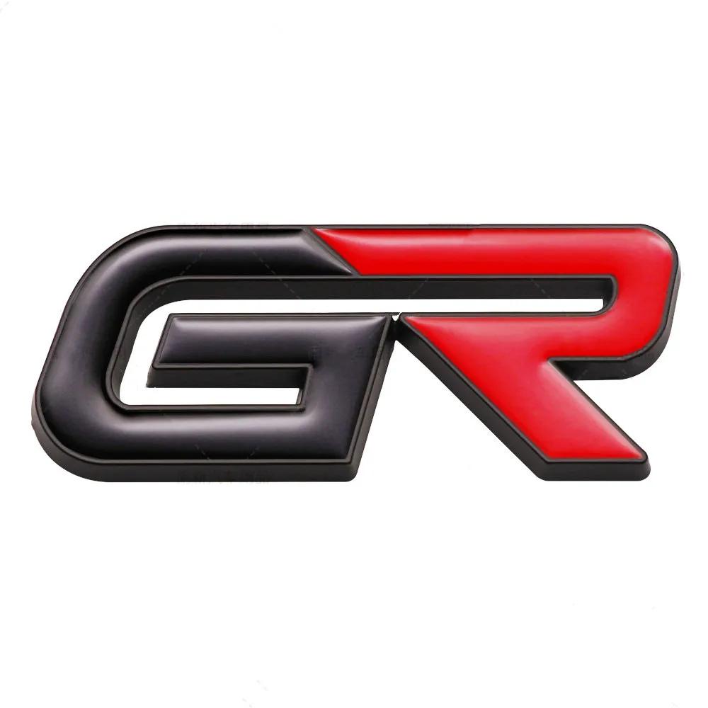 ADE1 3D Metal GR Car Front Grille Emblem Badge Rear Trunk Sticker Decal For Toyota GR Gazoo Sport C-HR RAV4 Mirai Avensis Prado Prius