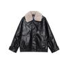 Womens Loose Faux Leather Jacket With Turn-down Collar Winter 2025
