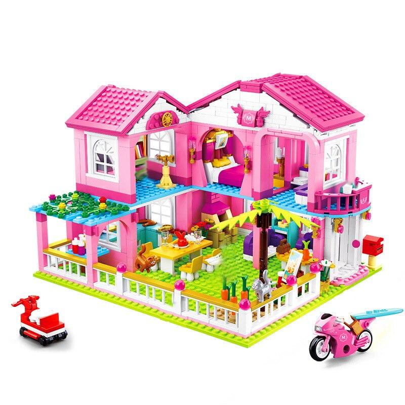 Big Garden Villa City House Building Blocks Sets Yacht Ship Castle Friends Bricks Toys Girls Christmas Gifts