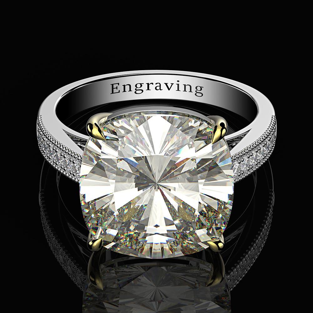 Tancise14*14 Jewelry S925 Sterling Silver Zircon Single Row Inlaid with 14*14 Synthetic Diamond Ring Refers To 21.5 Carats.