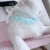 Handmade Lace Pet Wedding Bib with Adjustable Straps Pearl Embroidery Breathable Comfortable Pet Collar