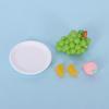 1/12 Dollhouse Simulation Fruits With Plates Model Dollhouse Mini Grapes Bananas Papaya Food Toys Dolls House Decoration