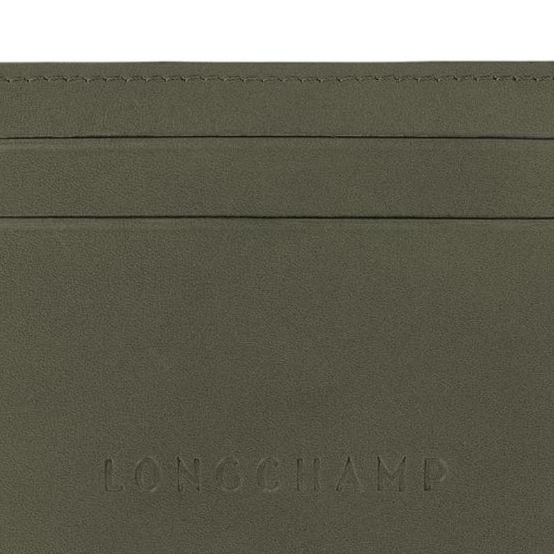 Longchamp Épure Кожаный картхолдер с тисненым логотипом Женские аксессуары Хаки 30031HFY892