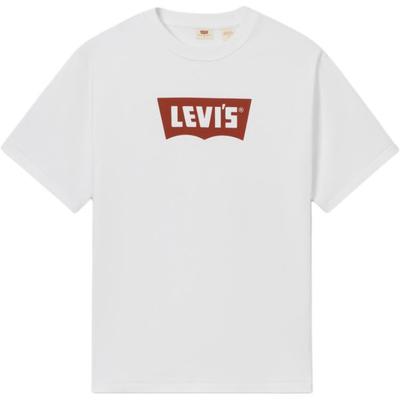 Levis Повседневная Удобная Футболка с Логотипом в Рубчик с Круглым Вырезом и Коротким Рукавом Мужские Футболки Белый 001AM-0011
