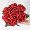 Artificial Flowers Roses 7 Pieces Ready Bouquet of Roses Composition for Vase Red