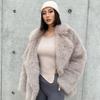 Fashionable Street Style Fox Fur Coat Loose Suit Collar Medium Long Imitation Fur Coat for Women Autumn-winter Fur Overcoat