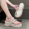 Женские модные босоножки с открытым носком, лето 2024 г., новые повседневные универсальные удобные тапочки с толстой подошвой, повышающие рост, с противоскользящим покрытием