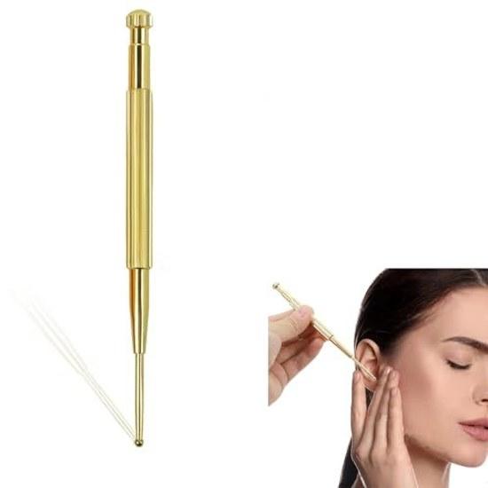 Face massage spring type ear acupressure stick rod made brass position confirmation portable usable whole body supplies.