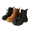 Осень и Зима Новые Ботинки в Британском Стиле Женские Ботинки на Толстой Подошве с Увеличением Высоты Модные Короткие Ботинки Ретро Мотоциклетные Ботинки