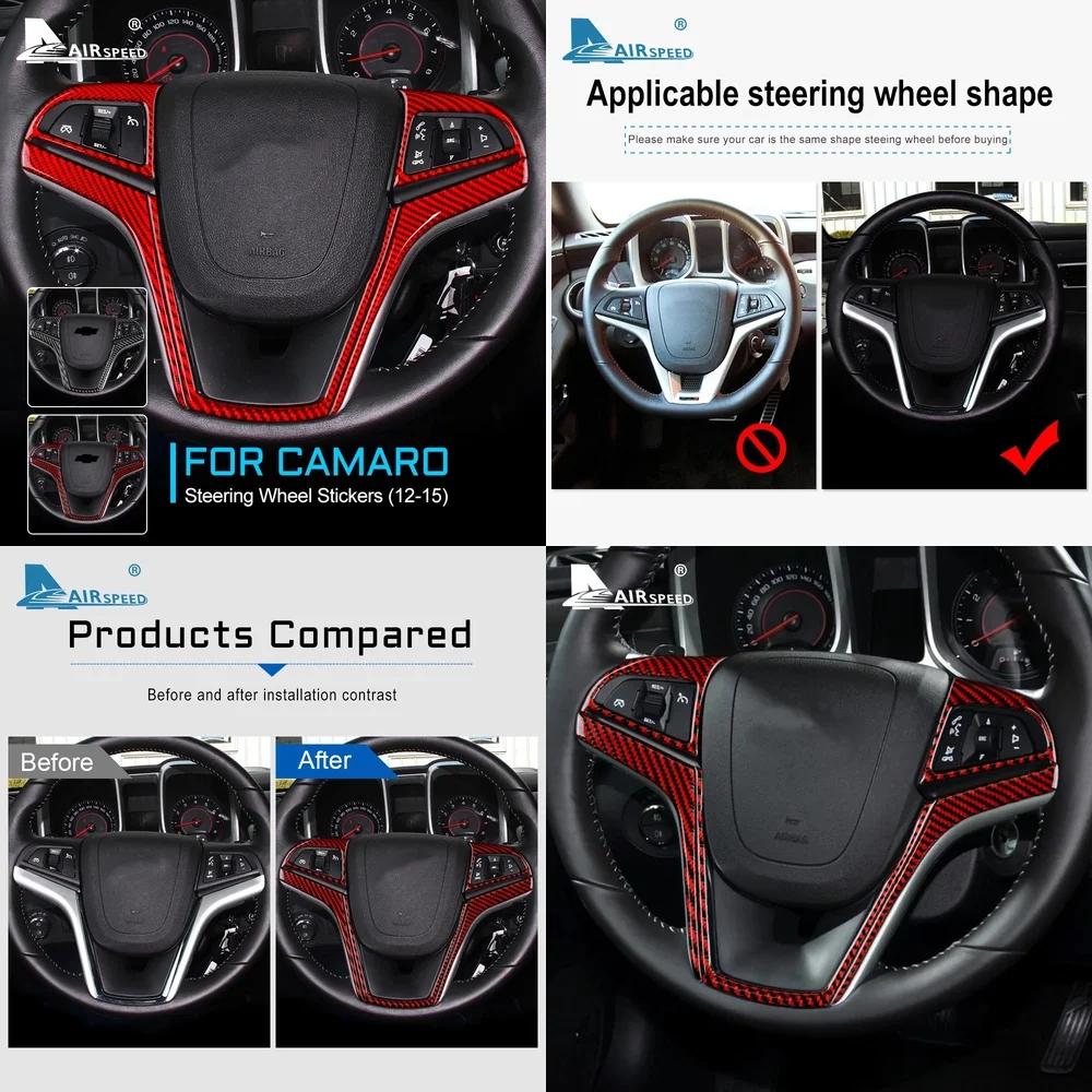 Soft Carbon Fiber Car Interior Sticker for Chevrolet Camaro 2013 2014 2015 Steering Wheel Cover Auto Decor Accessories Upgrade