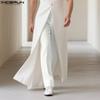 Men Elastic Waist Striped Casual Long Harem Pants Trousers Bottoming