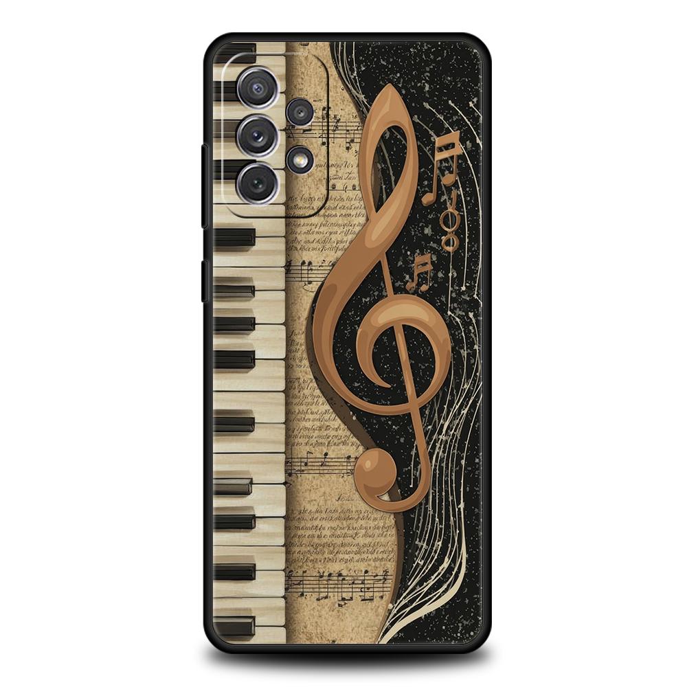 French Piano Keys Simple Phone Case for Samsung Galaxy A73 A55 A53 A51 A35 A33 A32 A25 A23 A22 A15 A13 A17 A07 5G Soft TPU Shell