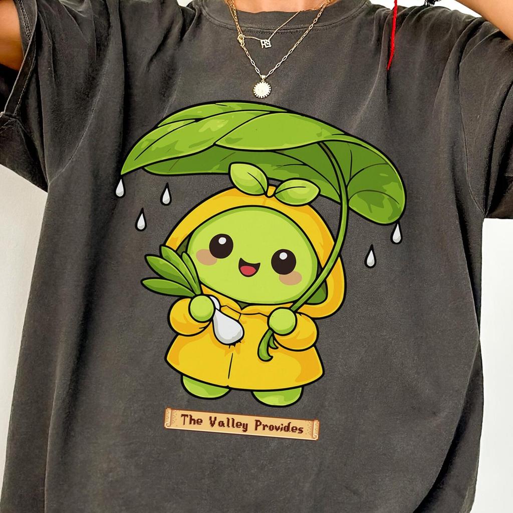 Cute Green Junimo Shirt Stardew Valley Inspired Gamer Shirt The Valley Provides Video Games Tee Retro Gaming Graphic Gamer Gifts Ideas