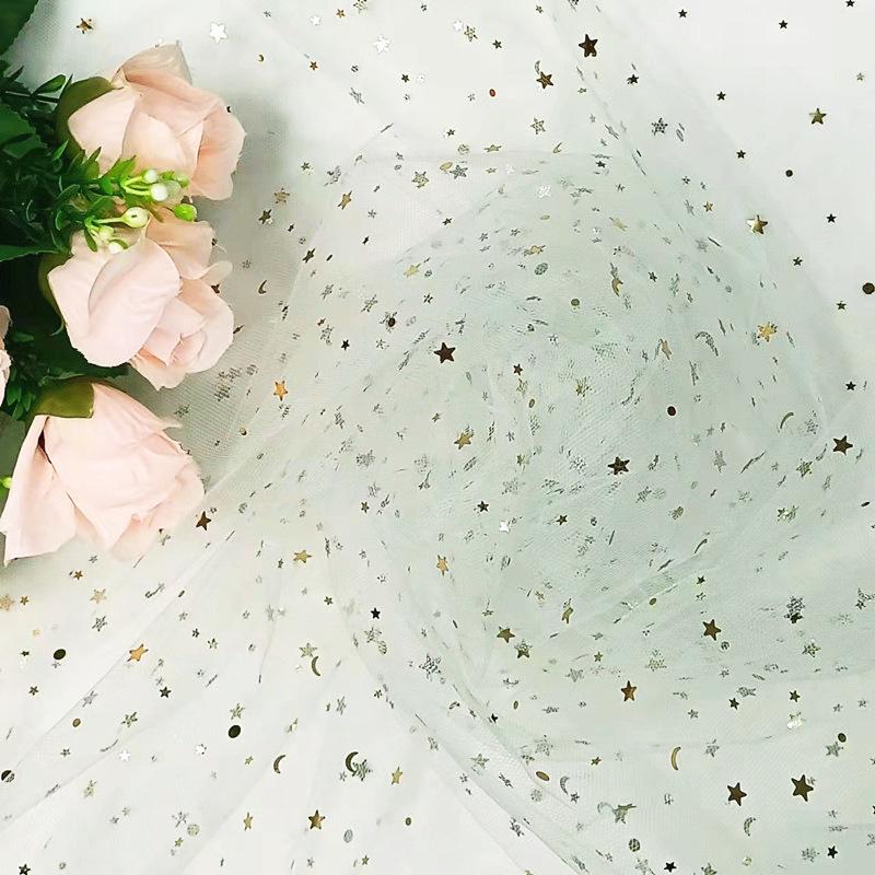 Предварительно нарезанная сетчатая ткань из тюля «Звездная луна» для букетов, юбок для стола и платьев для кукол