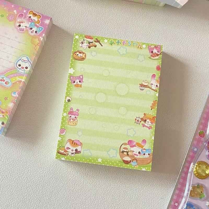 50 Sheets Lovely Rainbow Rabbit Bear Memo Pads To Do List Journal Notepad Kawaii Stationery DIY Material Paper