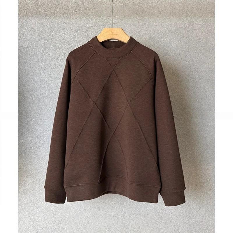 High Quality Winter Fleece Sweatshirt Men Casual Loose Fit Round Neck Top Street Style