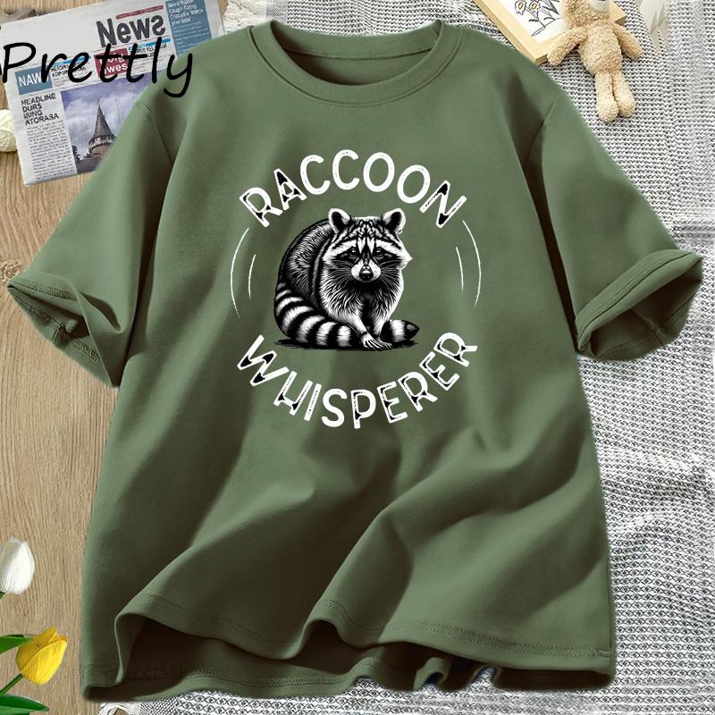 Funny Animal Lover T Shirt Raccoon Whisperer Wildlife TShirt Casual Oneck Round Collar ShortSleeve Couple White Top Tees
