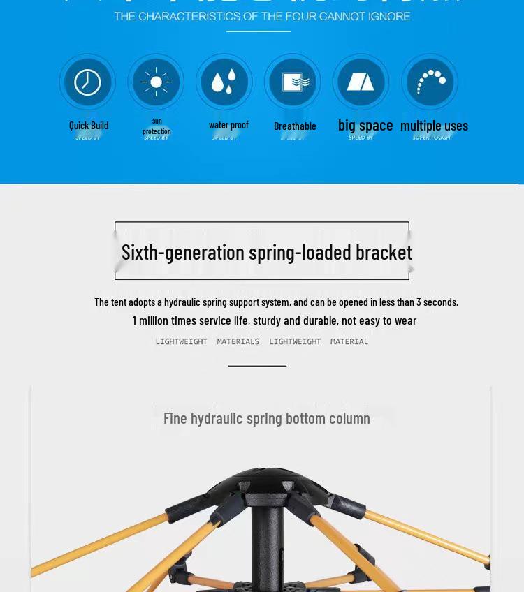 Двухслойная автоматическая палатка для кемпинга на 3-4 человека с полным набором снаряжения для активного отдыха