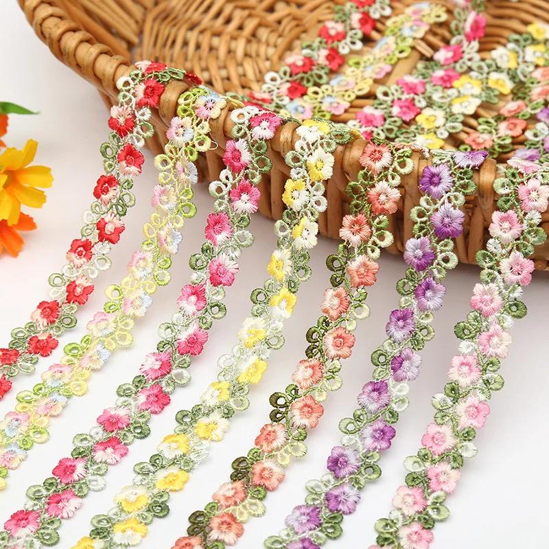 2CM Width Flower Lace Fabric Floral Embroidery Ribbon DIY Sewing Garment Applique Decor Accessories 2cm Lace Trim Crafts