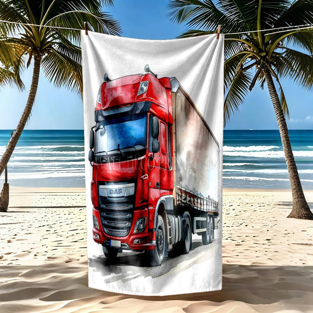 Kw Heavy Trucks Beach Towel Quickdry Soft Microfiber Comfortable Lightweight Suitable For Swimming Gym Camping Yoga Vacation