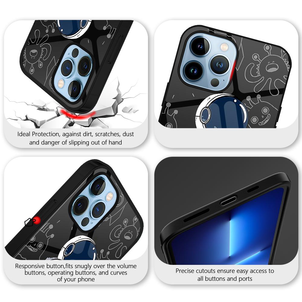 Чехол с милым астронавтом с рисунком для Iphone 11 14 13 12 Pro Max Mini Xs Xr X 7 8 6s Plus Se 2022, задняя крышка из закаленного стекла, чехол