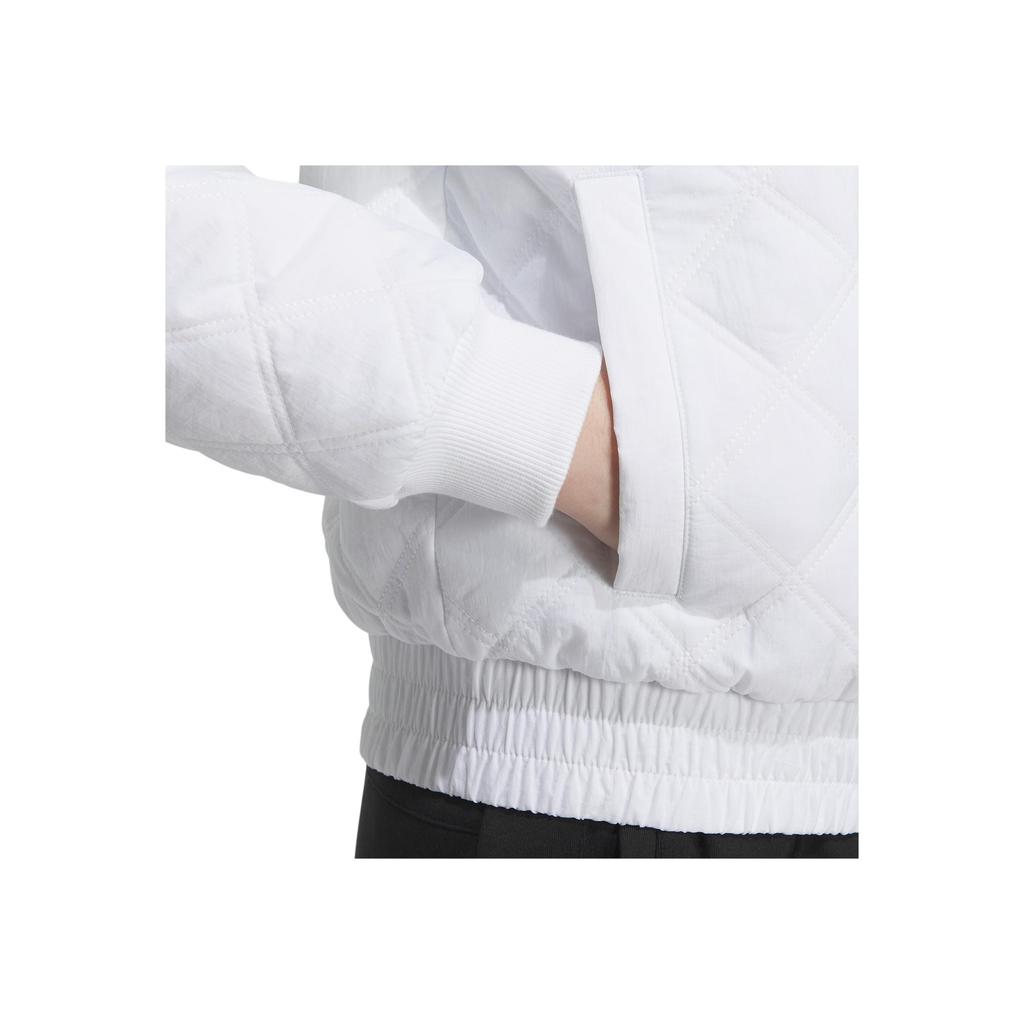 Adidas Neo Solid Color Ribbed Stand Collar Single-Breasted Casual Cotton Jacket Women Jacket White IK6010