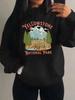 Park Pattern, Letter Print Women'S Hoodie Autumn Loose Casual Pocket Fleece Pullover