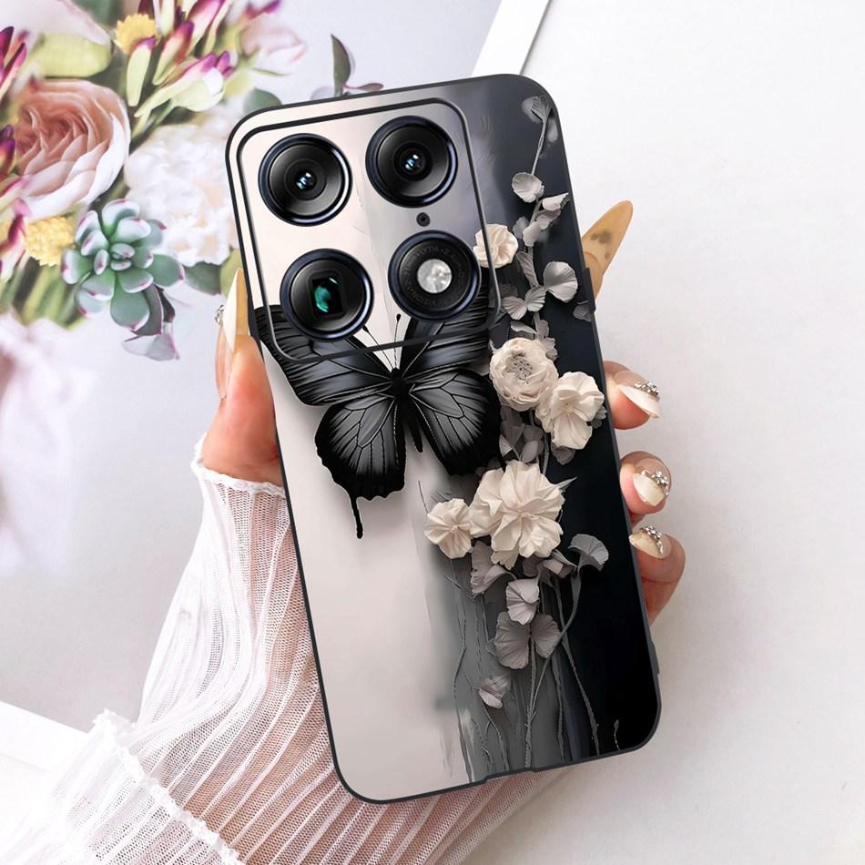 For Motorola Signature Cute Flower Butterfly Cat Painted Case For Motorola Signature XT2603-2 Black Silicone Soft Phone Cases