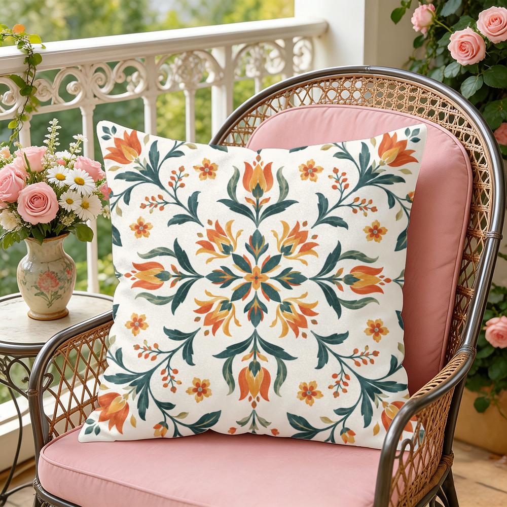 Boho Floral Pattern Cushion Cover Soft Plush Throw Pillow Cover DoubleSided Decorative Cushion Case Sofa Bedroom Home Decor