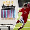 Metal Trophy Display Stand Athletic Award Organizer Never Give Up Theme Wall-Mounted Medal Display Rack Multi-Hook Home Decor