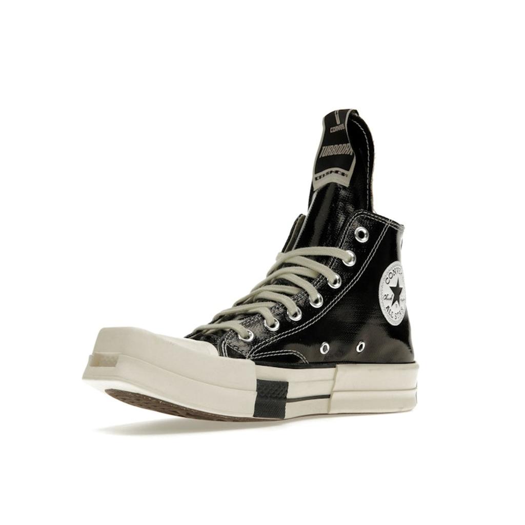 Rick Owens X Converse TURBODRK Chuck 70 High Black Lacquer Unisex Sneakers Egret Bone-White A01291C