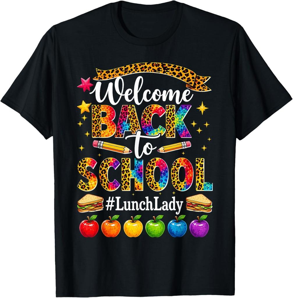 Welcome Back to School Lunch Lady Cafeteria Staff Leopard Gift Unisex T-Shirt