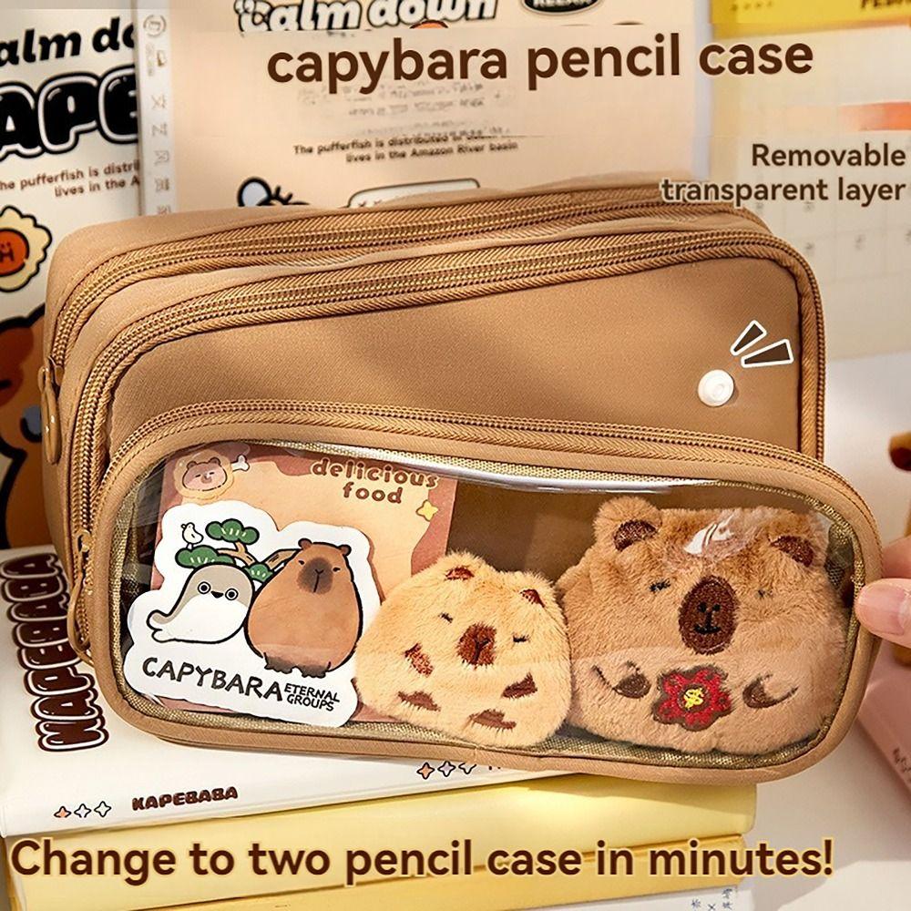 Detachable Pencil Case Capybara Stationery Storage Pouch Pen Bag for Office School Supplies