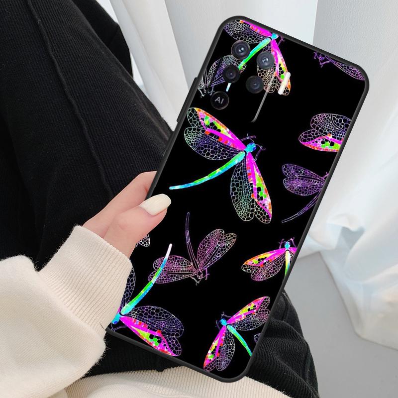 Colorful Dragonfly Case For Oppo A17 A57 A77 A40 A78 A54 A74 A94 A76 A16 A96 A18 A60 A80 A38 A58 A98 A15 A5 Pro