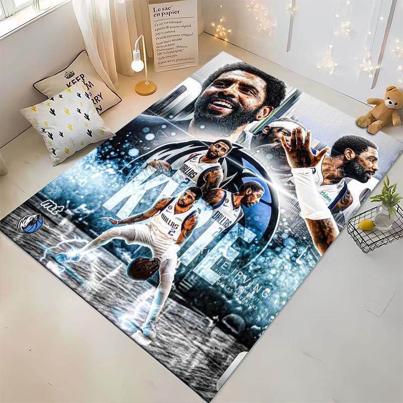 "Ковер с изображением Кайри Ирвинга и команды Dallas Mavericks - Нескользящий ковер, подходит для диванов в гостиной и спальне"