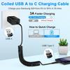 Спиральный USB C кабель-зарядка 3 фута для iPhone 17 Pro Max Air 16 Pro Max, 16 Plus, 16 Pro, 16 15, Выдвижной короткий для Android Auto Автомобильный Carplay Быстрая зарядка