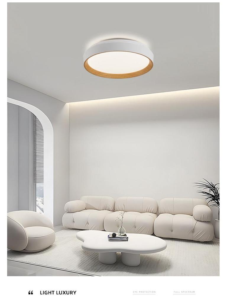 Nordic Japanese Style Round LED Ceiling Lamp for Bedroom - Eye Protection and Home Decor Lighting