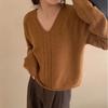 Women's V-neck Pullover Sweater Autumn and Winter New Loose Knit Sweater for Women