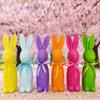 Flocked Easter Bunny Decor Cute Easter Standing Rabbit Statue With Bow Tie Spring Tabletop Centerpiece Nursery Home Decor