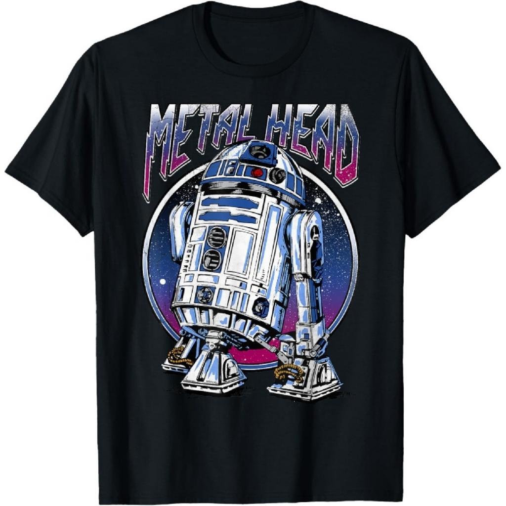 Звездные войны R2D2 Металлическая голова Винтажная футболка Disney+