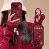 Пятисторонний Бог Богатства Подходит для Apple 16 Замшевые Чехлы для Телефона 15 Новогодний Красный 14 Силиконовый Матовый 13 Противоударный