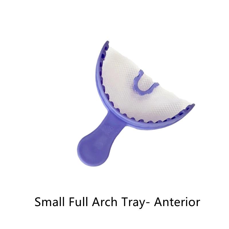 40Pcs/Set Dental Bite Impression Trays Triple Registration Net Denture Tray With Mesh Disposable Plastic Teeth Holder Half Arch