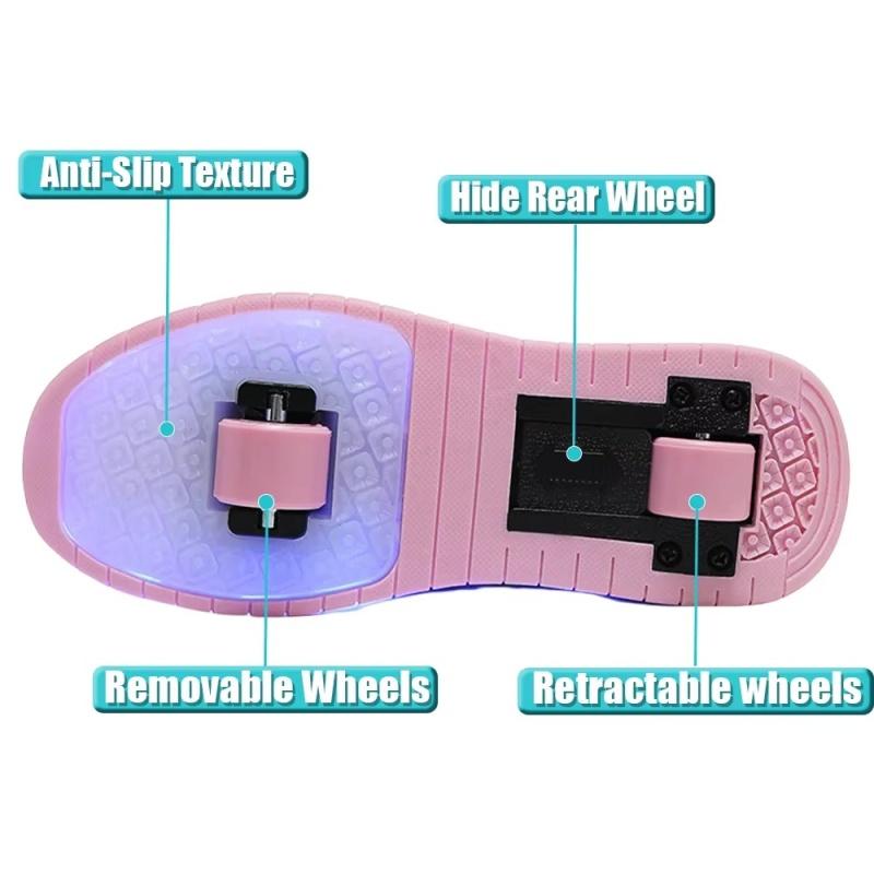 Children's 2-wheel Roller Skate Shoes Fashion Girls' Shoes With LED Retractable Child Dual-Purpose Casual Sneakers With Wheels