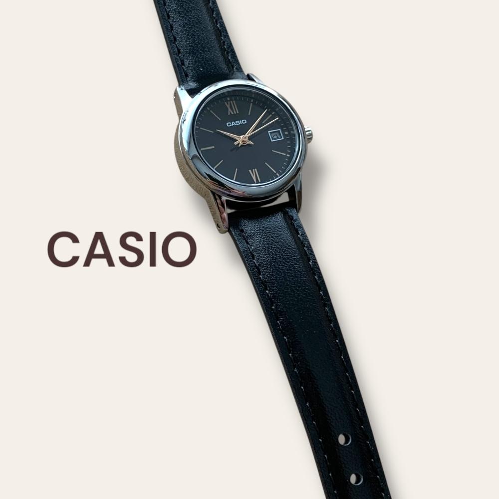 Casio Часы с Хранилищем Кожаные Отлично для Женского Корпуса, Ремешка, Черные, Женские Часы, Возраст